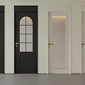 Black and White Flush Doors With Glass Panels And Gold Handles Design