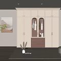Modern White Wardrobe With Glass Doors Drawers And Metal Handles In Bedroom Interior Design