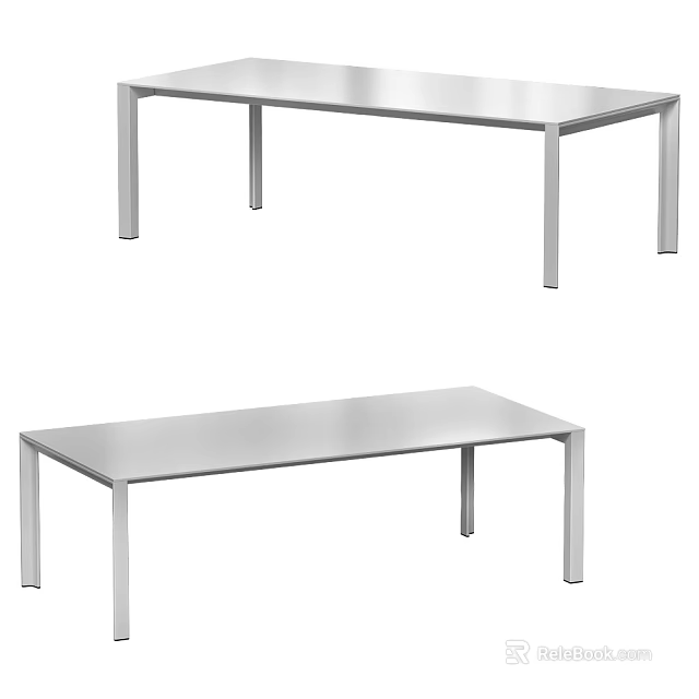 Stainless Steel Dining Table With Modern Design And Four Legs Structure 3d model 