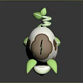 Pig Shaped Plant Creature With Green Leaf Ears And Brown Spots In Red Pot