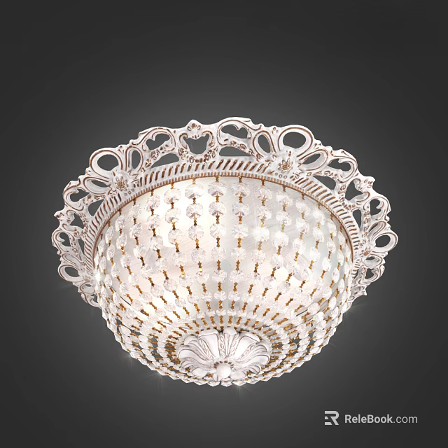 Elegant Crystal Ceiling Light With Ornate Decorative Design And Shiny Details 3d model