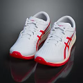 White Sporty Sneakers With Red Stripes And Breathable Mesh Upper Red Sole