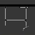 Square Black Table With Metal Legs On Dark Background With Reflection
