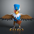 Anthropomorphic Eagle Character With Blue Uniform Hat Goggles And Leather Bag 3d model