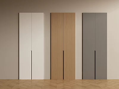 Modern Wardrobe Doors With White Wooden Gray Panel Design For Interior 3d model