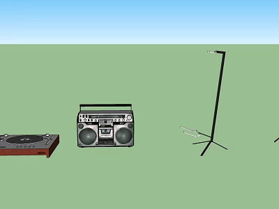 Vintage Audio Sound System With Turntable Radio Cassette Player And Floor Stand 3d model