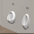 Two Modern White Wall Mounted Urinals in Clean Bathroom Interior Design