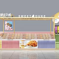 Sweet Duke Mall Dessert Shop With Display Cases Of Assorted Desserts And Colorful Decorations