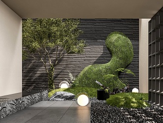 modern landscape sketch courtyard sketch interior landscape landscaping micro-terrain plant combination landscape tree stone pebble 3d model