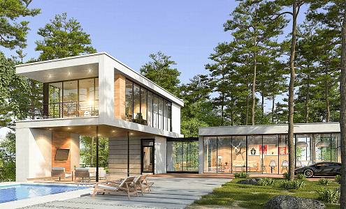 Modern single-family villa homestay building self-built house 3d model