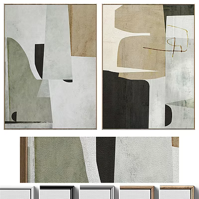 Modern Abstract Wall Art With Geometric Shapes In Neutral Tones For Home Decor 3d model