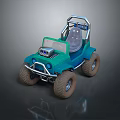 Green Children's Off Road Toy Vehicle with Large Tires Blue Chassis Transparent Windshield Gray Seat