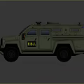 Green FBI Armored Vehicle With Emergency Lights And Heavy Duty Wheels