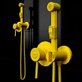 Modern Chrome Wall Mounted Shower Faucet with Control Knobs Handheld Sprayer and Hose 3d model