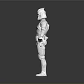 3D White Armored Character Model With Helmet Body Armor Utility Belt And Boots