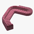 Pink Velvet Curved Sofa with Modern Wave Design for Living Room