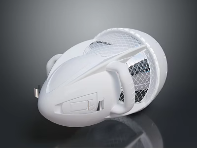 White Portable Ventilation Fan With Mesh Cover And Curved Design Appliance 3d model