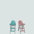 Blue and Pink Children's High Chairs with Tray and Step Design for Kids