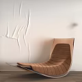 Modern Interior With Brown Lounge Chair Floor Lamp And Textured Wall