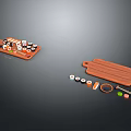 Fresh Sushi Platter On Wooden Board With Chopsticks And Condiments