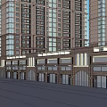 Modern High Rise Residential Buildings Exterior With Commercial Units And Balconies