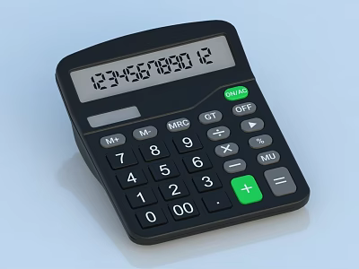 Office Appliance Calculator Featuring Clear Digital Display Functional Buttons ON OFF Switch And Memory Functions 3d model