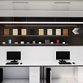 Home Office Desk With Pegboard Displaying Wooden Panels Fabric Swatches And File Cabinets