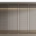 Modern Metal Room Divider With Perforated Grid Design For Interior Decor 3d model