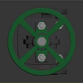 Industrial Valve With Green Handwheel Black Body Blue Red Components And Flange Connection