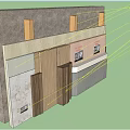Sectional View of Building Components with Insulation Layers and Waterproofing Structures 3d model