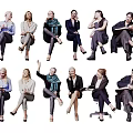 Professional Women in Business Attire Posing in Various Seated and Standing Positions