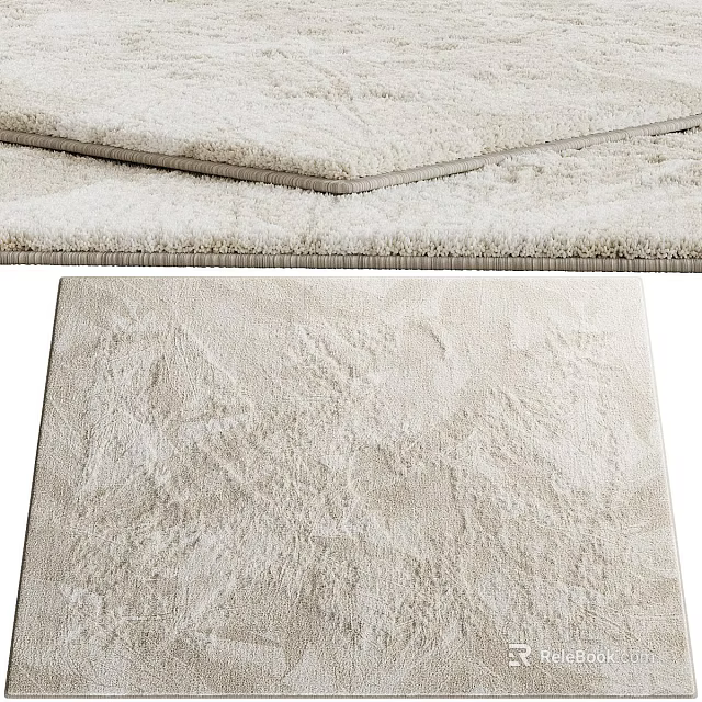Plush Beige Square Carpet With Soft Textured Surface For Home Decor 3d model 