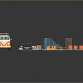 Building Base And Sunbrella Scene With Orange Van Pool Mesh Structure And Wooden Planks