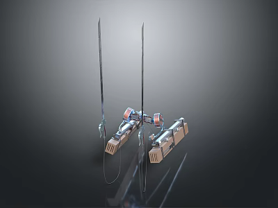 Professional Test Probe Equipment With Two Long Rods And Connector Base 3d model