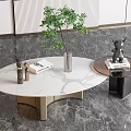 Modern Coffee Table With Marble Top Gold Black Metal Base And Decorative Vase Books Statue