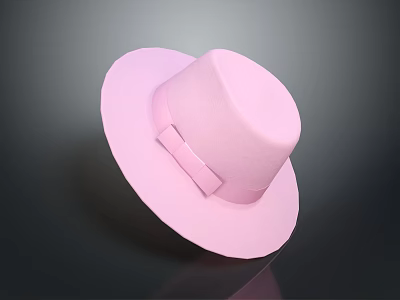 Stylish Pink Felt Hat with Bow Accent and Wide Brim Design Look 3d model Stylish Pink Felt Hat with Bow Accent and Wide Brim Design Look 3d model