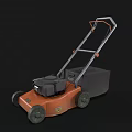 Orange And Gray Agricultural Lawn Mower With Engine Grass Catcher Handle And Wheels