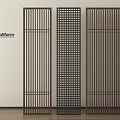 Modern Poliform Room Dividers With Various Slat And Grid Design Patterns 3d model