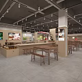 Modern Restaurant Interior Design With Open Layout Wooden Tables Chairs And Ceiling Lights