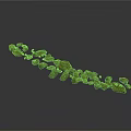 Wood and Stone Decorative Elements with Irregular Green Shapes in Curved Layout