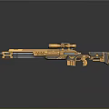 Highly Detailed Golden Futuristic Rifle With Scope Modern Sci Fi Weapon Design Elements