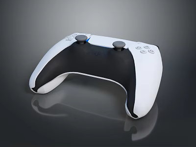 Ergonomic Computer Game Controller With White Black Design Analog Sticks And Control Buttons 3d model