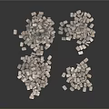 Small Scattered Gray Pebbles on Clean White Background as Decorative Stones 3d model