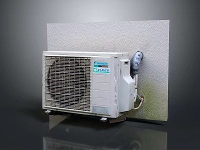 Panasonic Eco Active Air Conditioner Fan Outdoor Unit With Grill And Wall Mount 3d model
