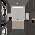 Modern Home Balcony Design With Washing Machine Dryer Cabinets Sink And Window Blinds