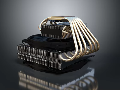 Sleek Modern Heating Radiator With Multiple Curved Pipes And Cooling Fins Structure 3d model