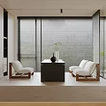 Modern Tea Room Interior With Minimalist Furniture And Natural Light