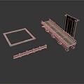 Architectural Scene Components With Stone Railing Platform and Square Frame