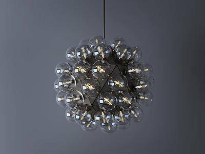 Elegant Modern Spherical Chandelier With Transparent Glass Globes And Light Bulbs 3d model