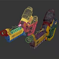 Detailed Sci Fi Yellow and Gray Dual Heavy Energy Weapons Mechanical Design